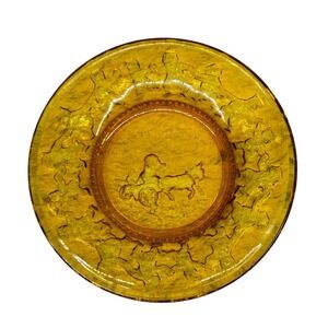 Tiara Exclusives Amber Glass Nursery Rhyme Child's Plate‎ 6¼" Indiana Glass